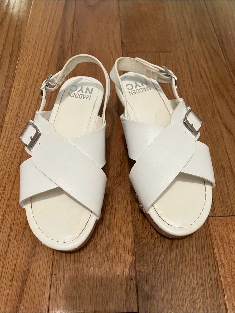 Madewell NYC Kids White Cross-Band Slingback Sandals